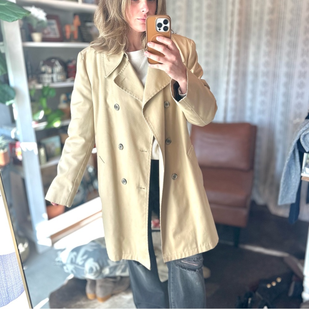 London Fog Beige Double-Breasted, Insulated Trench Coat